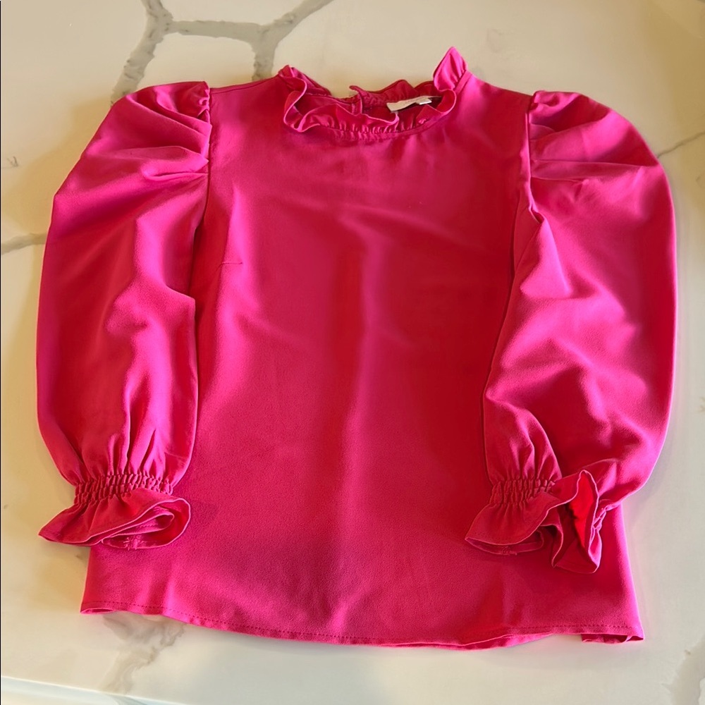 Vibrant Pink Ruffle Blouse